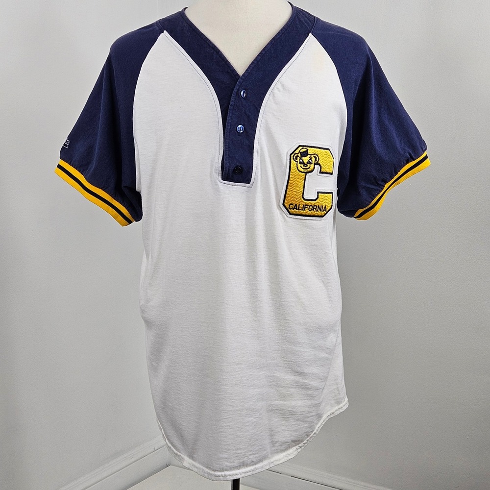 Vintage Majestic Cal Golden Bears Baseball Jersey Mens XL White Navy Made In USA